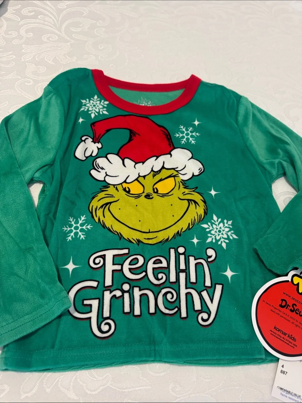 🎄Feelin' Grinchy Green Kids Pajama Set. Size 4